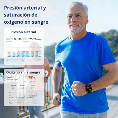 (Súper Promoción) Reloj Inteligente Medidor de Glucosa, Frecuencia Cardíaca, Funciones Telefónicas y más.
