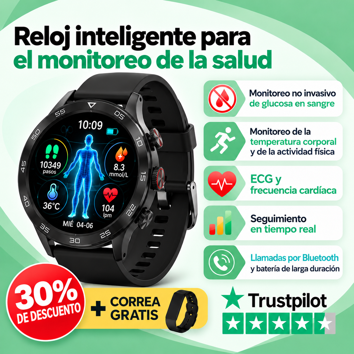 Smartwatch CASIO con funciones de seguimiento del bienestar y la actividad diaria