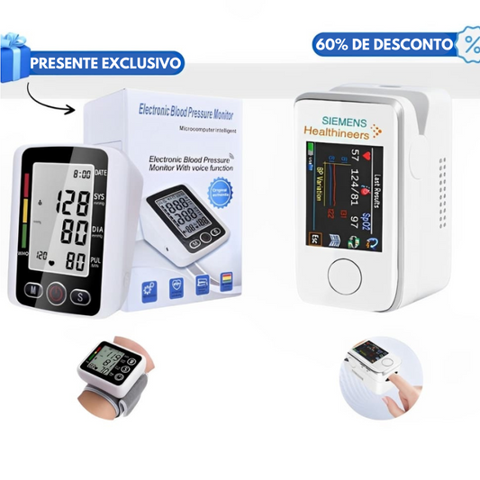 Medidor de glucosa en sangre multifuncional no invasivo + Tensiómetro electrónico